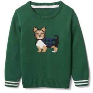 Janie and Jack Green Yorkie Christmas Sweater with Dog Design